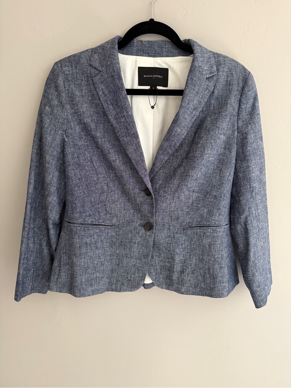 Banana Republic Heathered Blue Linen-Blend Women's Blazer